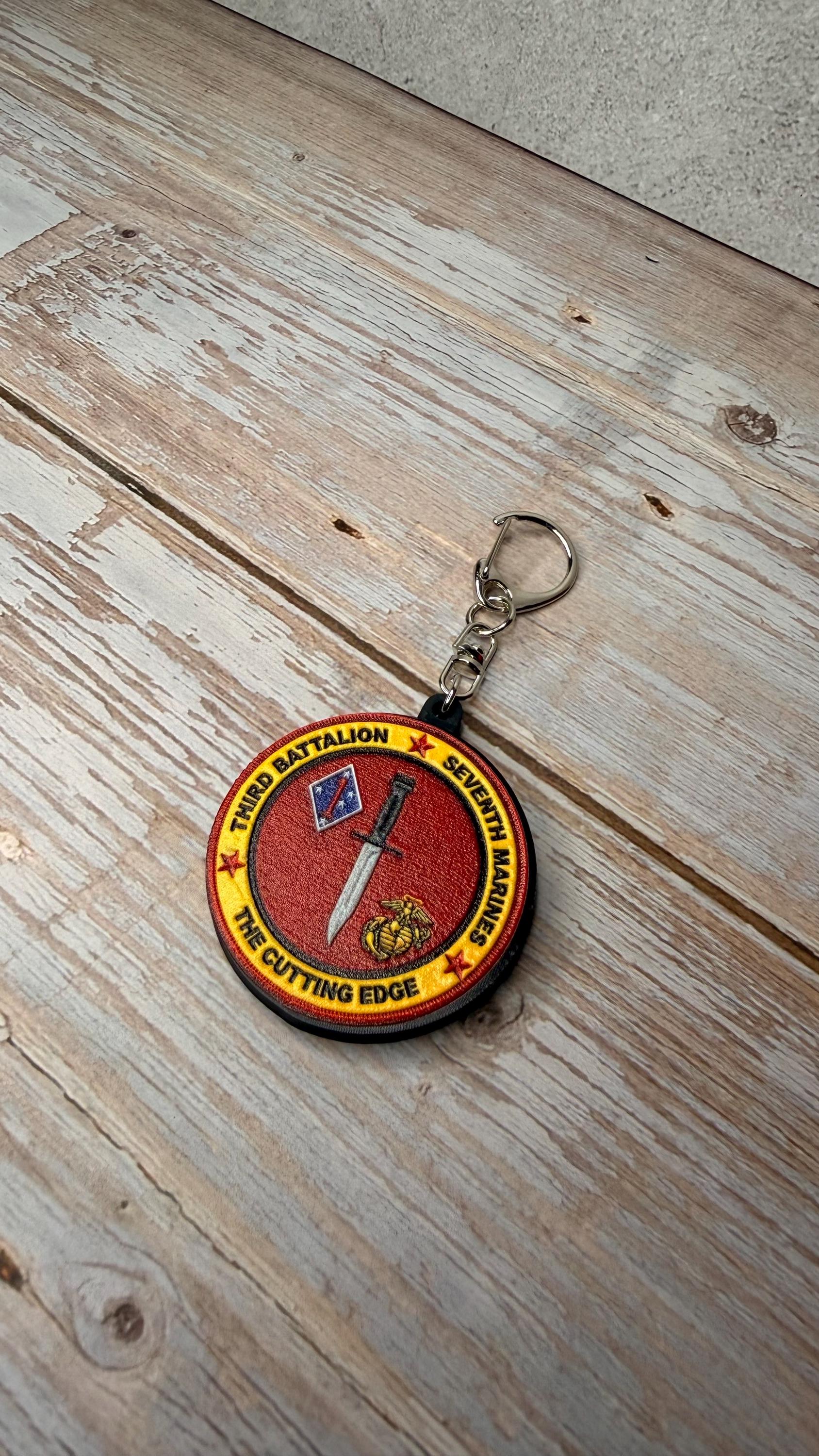 3rd Batallion 7th Marines Patch Keychain | Military Collectible