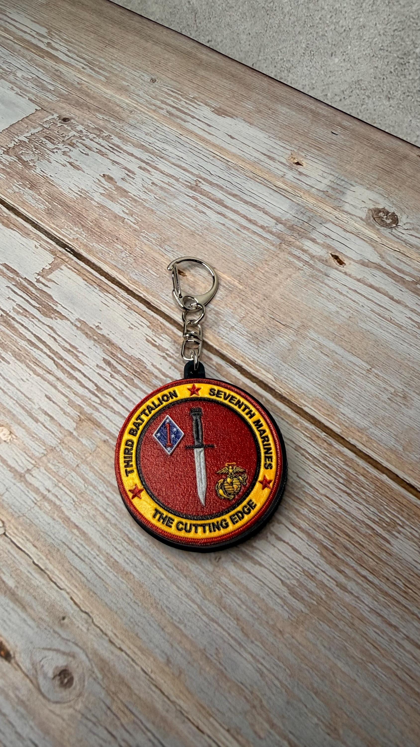 3rd Batallion 7th Marines Patch Keychain | Military Collectible
