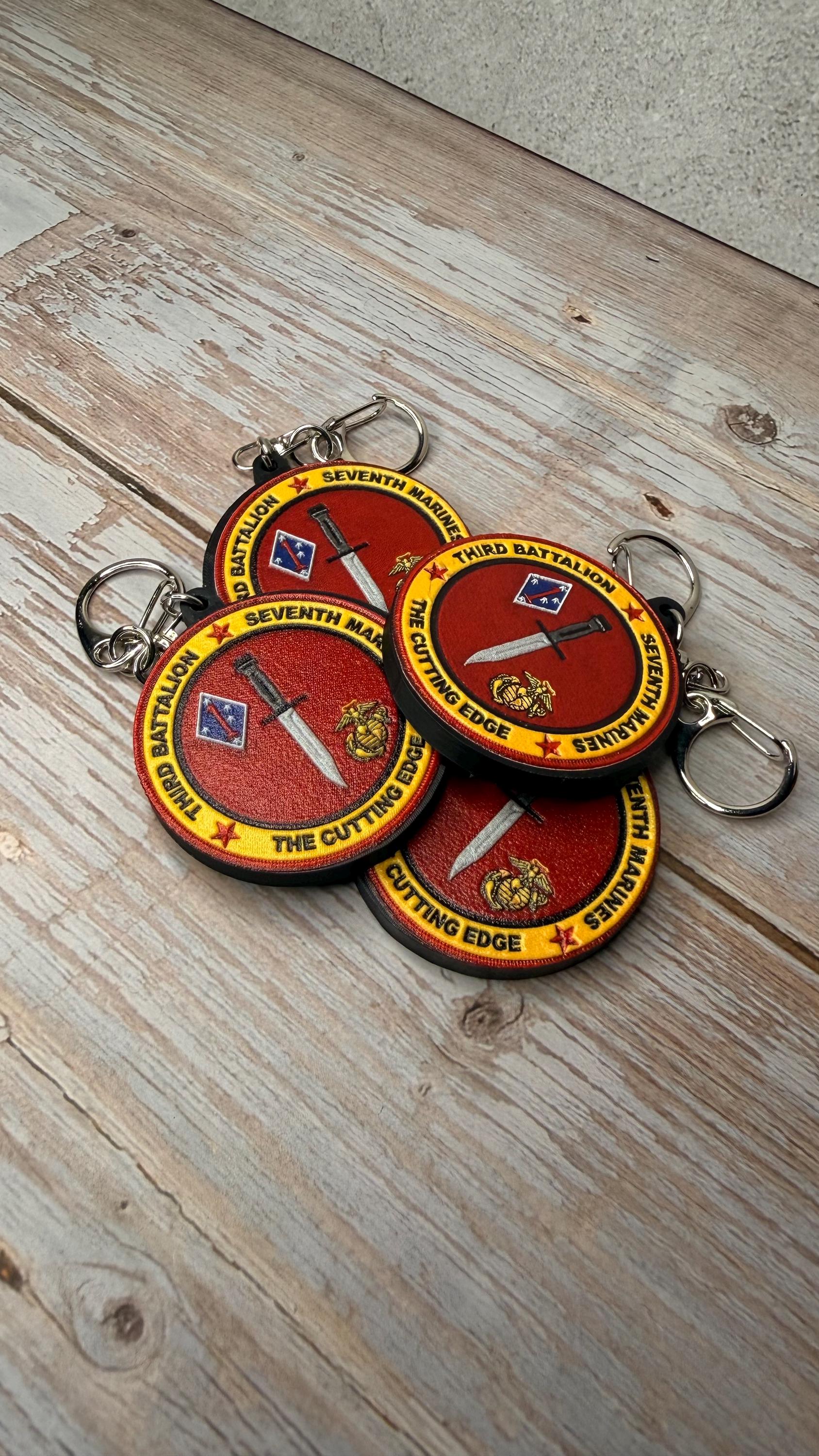 3rd Batallion 7th Marines Patch Keychain | Military Collectible