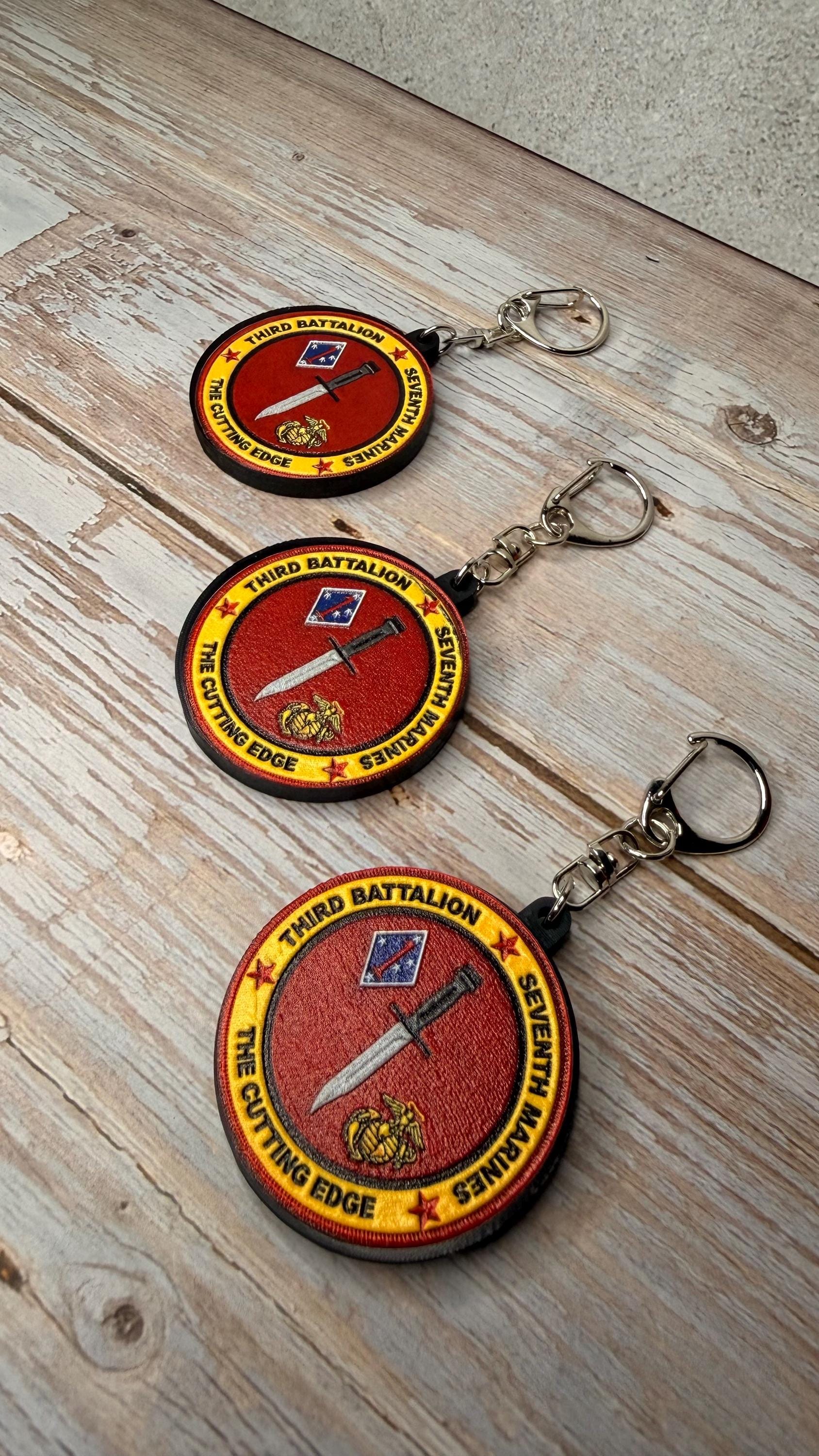 3rd Batallion 7th Marines Patch Keychain | Military Collectible
