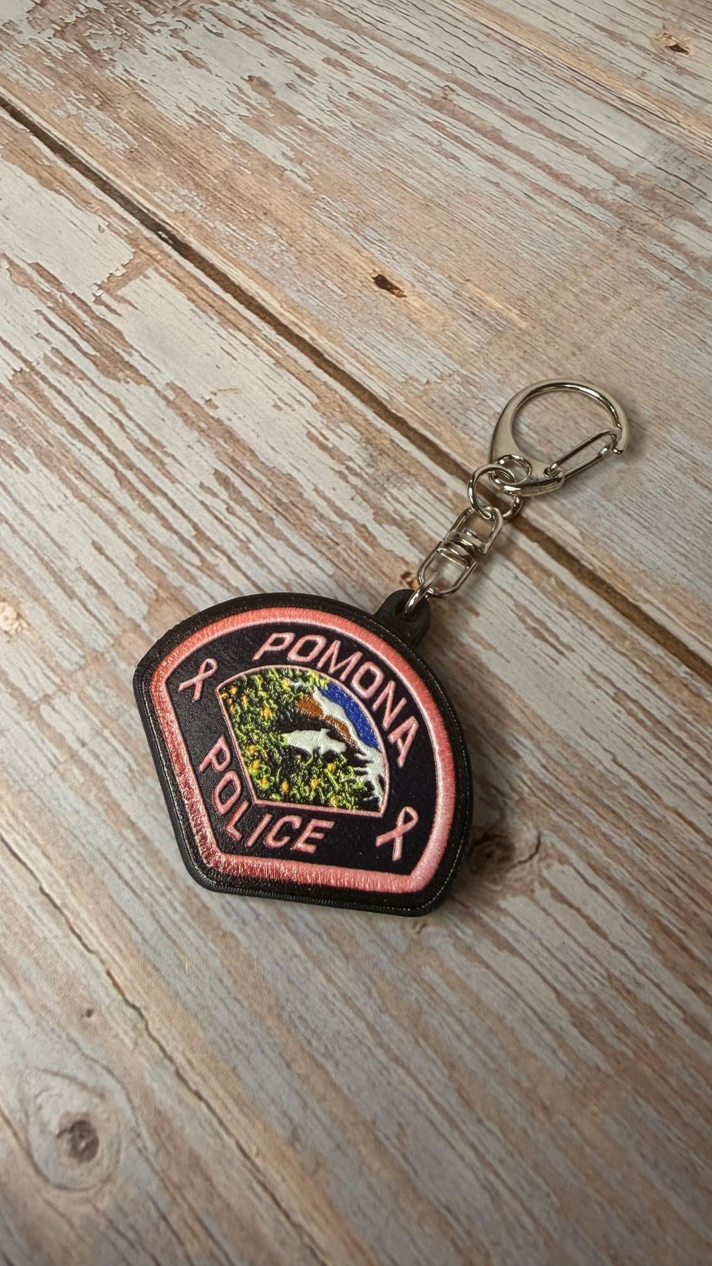 Pomona Police Pink Patch, California - MicroKeychain