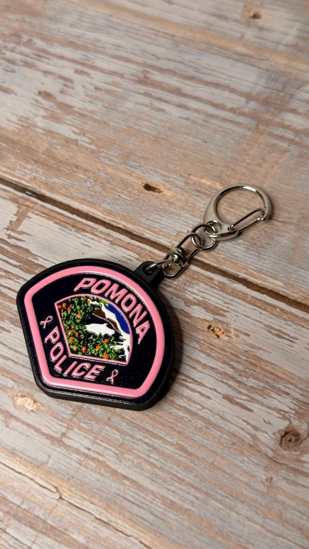 Pomona Police Pink Patch, California - MicroKeychain